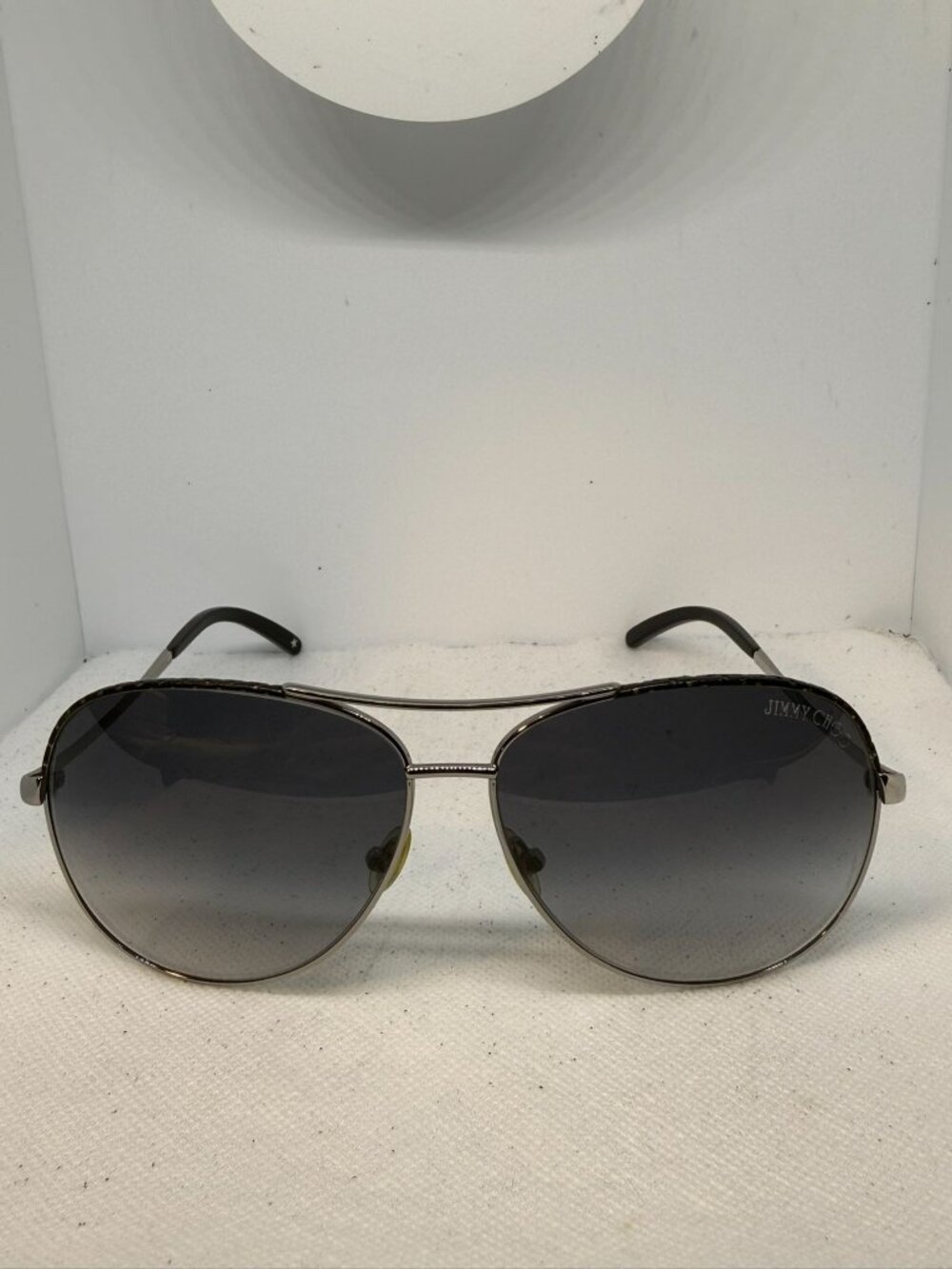 Jimmy Choo Fran/S Gunmetal Aviator Sunglasses Grey Gradient Lens Women's 61mm
